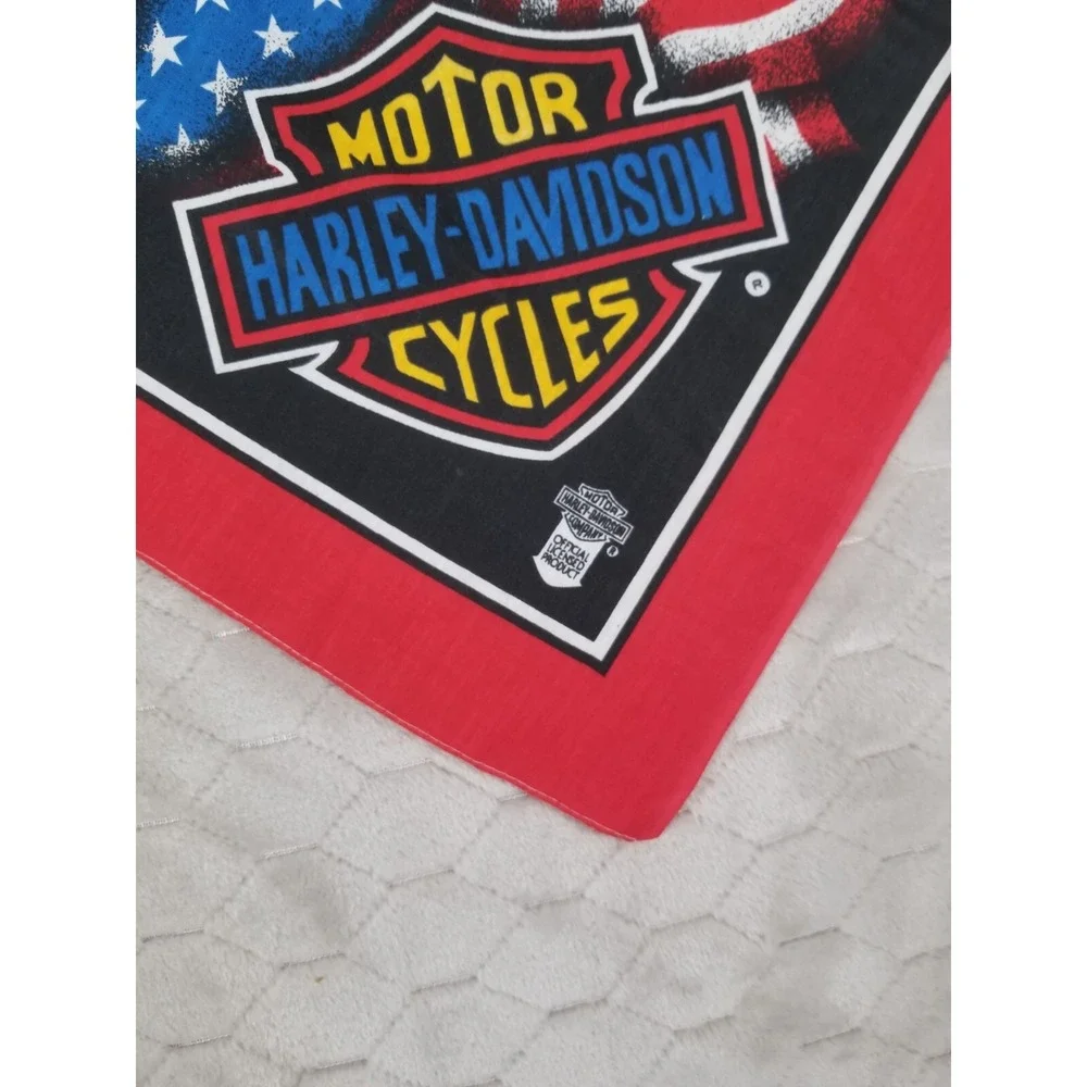 VTG‎ Harley Davidson Bandana DOUBLE BAR & SHIELD USA FLAG USA Flaws See Pics